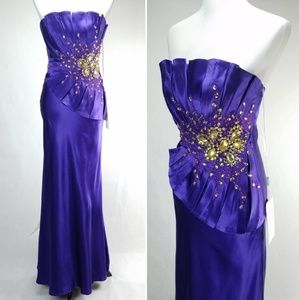 NWT Cinderalla Divine Ruffle Jewel Lace Up Dress E